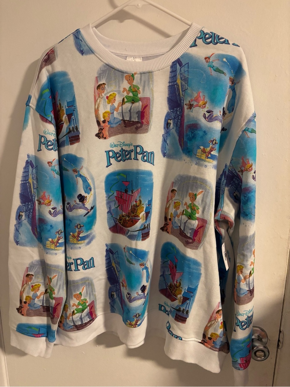 Disney Peter Pan All Over Print Crewneck Sweatshirt XL